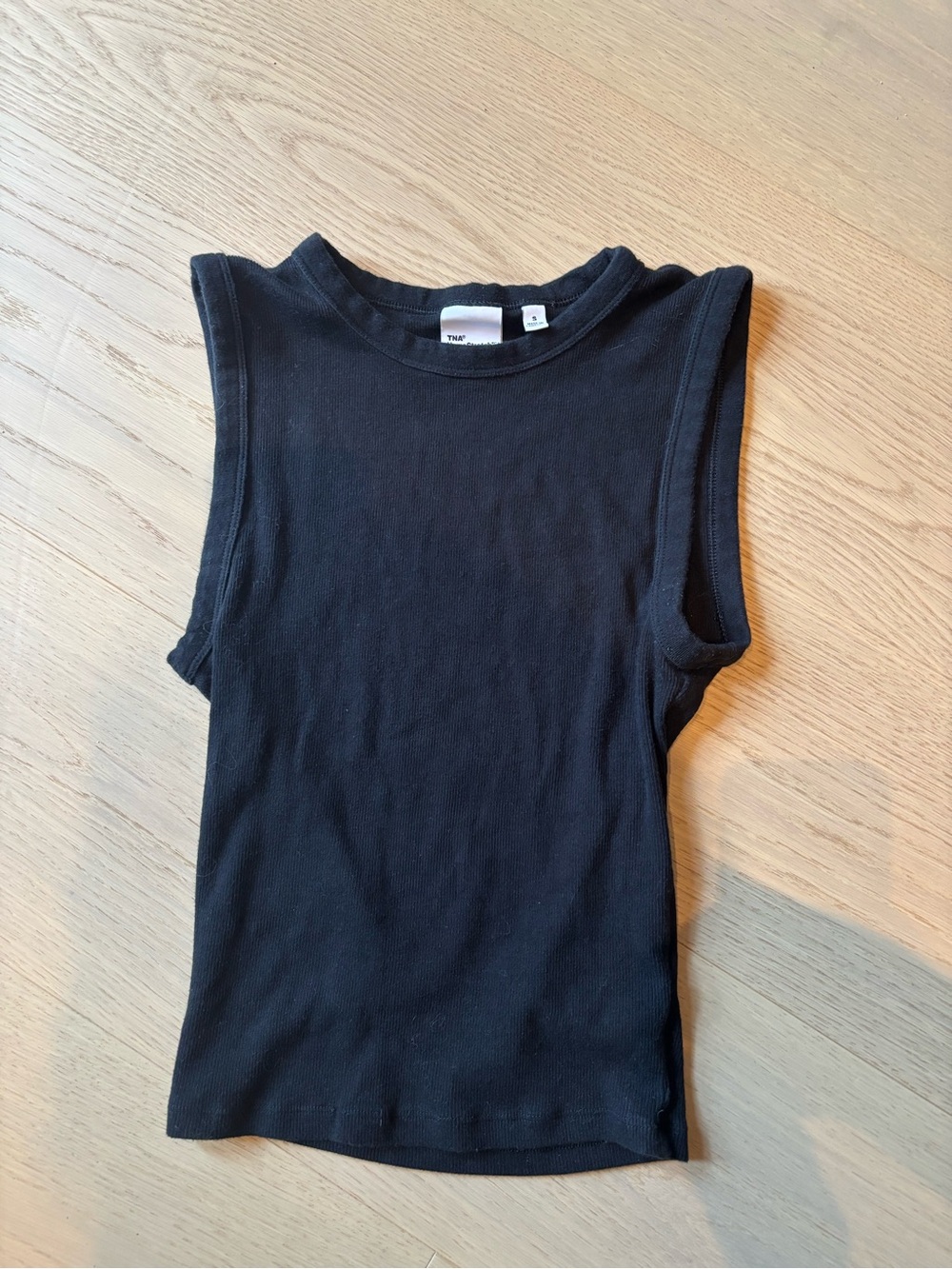 TNA Black Ribbed Sleeveless Tank Top